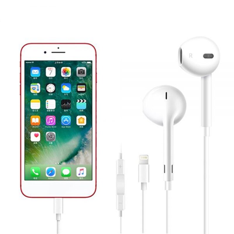 100% original chip para apple iphone 7 8 x xr 13 11 12 mini fone de ouvido com fio fones para iphone 11 pro xs max caixa varejo