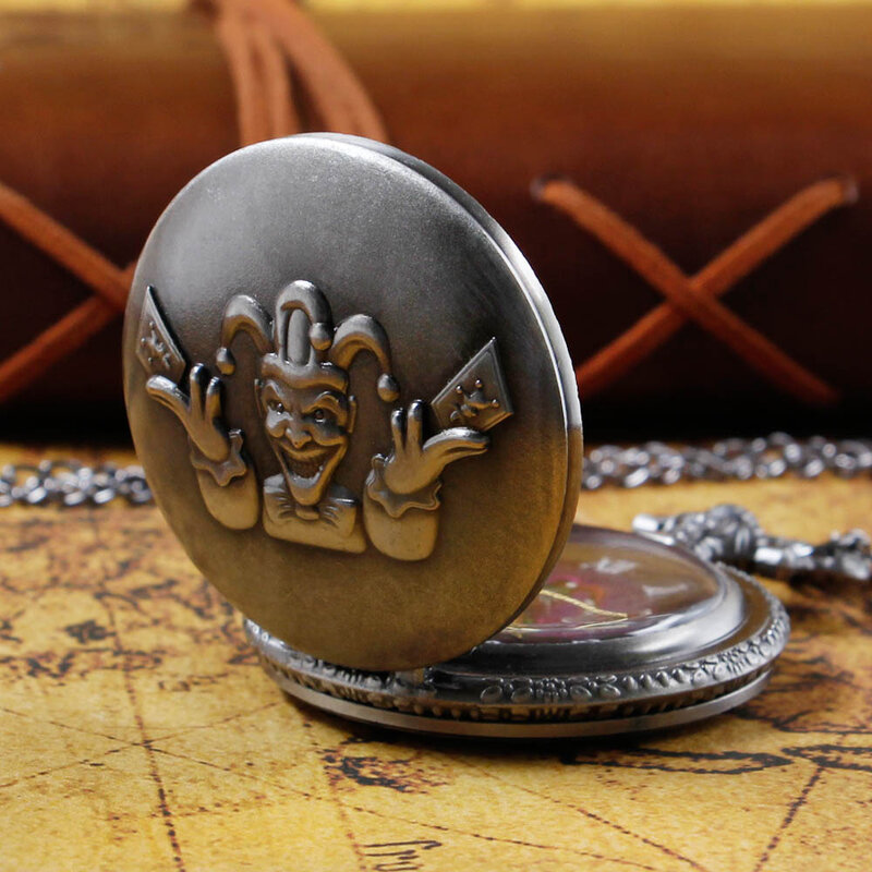 Vintage wisiorek z czaszką naszyjnik łańcuch brązowy Steampunk kwarcowy kieszonkowy zegarek kieszonkowy zegar męski i damski prezent dla dzieci