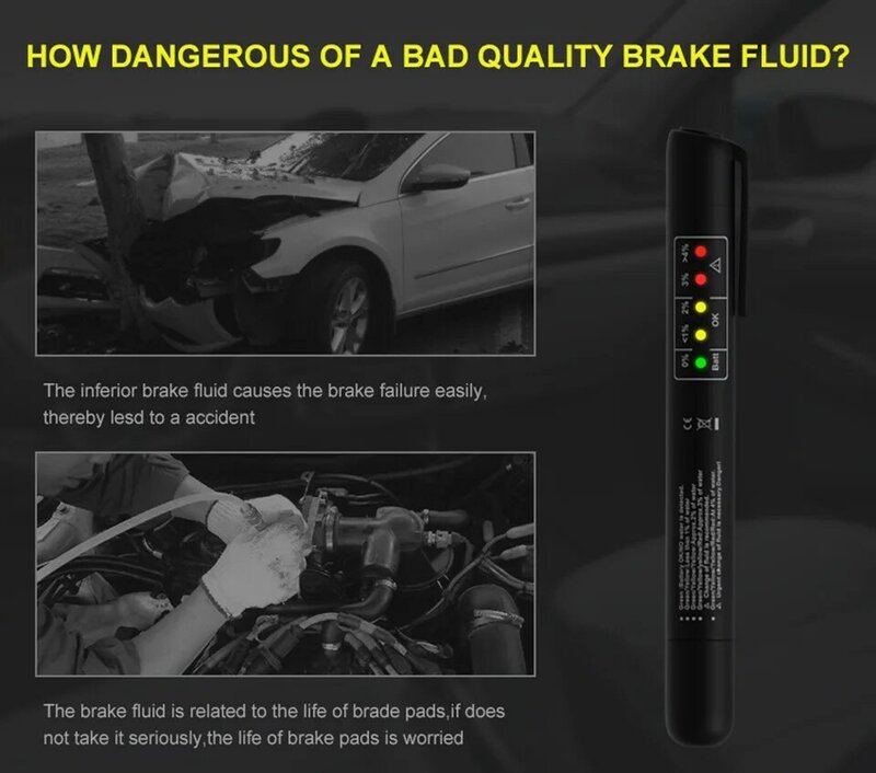 Auto Liquid การทดสอบ Brake Fluid Tester ปากกาสำหรับ DOT3/DOT4ที่ถูกต้องน้ำมันเบรค Test ตรวจสอบคุณภาพรถยนต์ Automotivo อุปกรณ์...