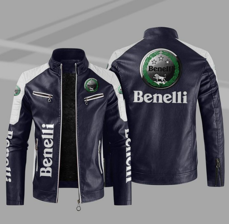 Benelli motorcycle PU Leather Jacket Patchwork Biker Jackets Casual Zipper Coat Male Motorcycle Jacket Outwear Coat