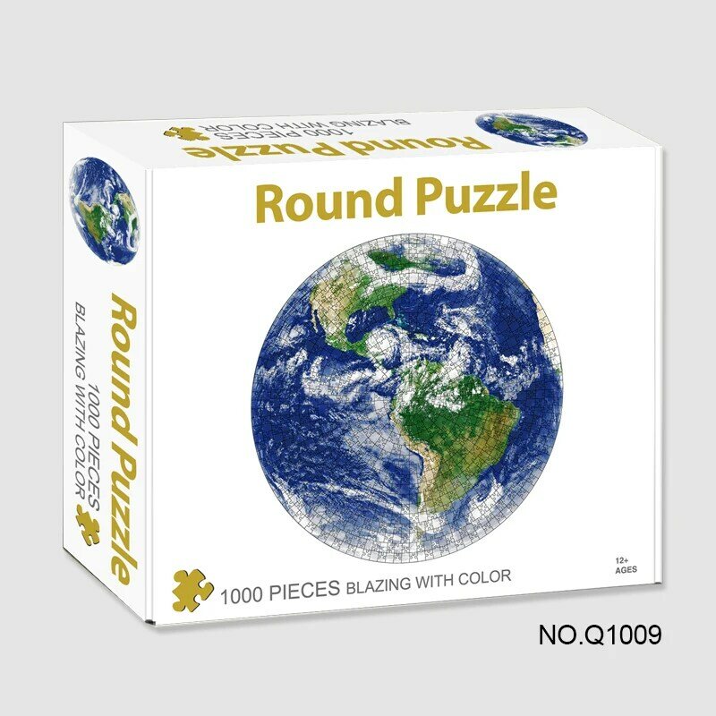 Puzzle 3D dla dorosłych 500/1000 sztuk okrągłe ziemi księżyc uwaga Puzzle z pudełkiem zabawki edukacyjne gry dla dzieci