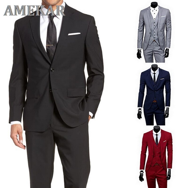 Trzyczęściowy męski formalny strój ślubny 2022 moda męska Plaid garnitur (kurtka + kamizelka + spodnie) ponadgabarytowy