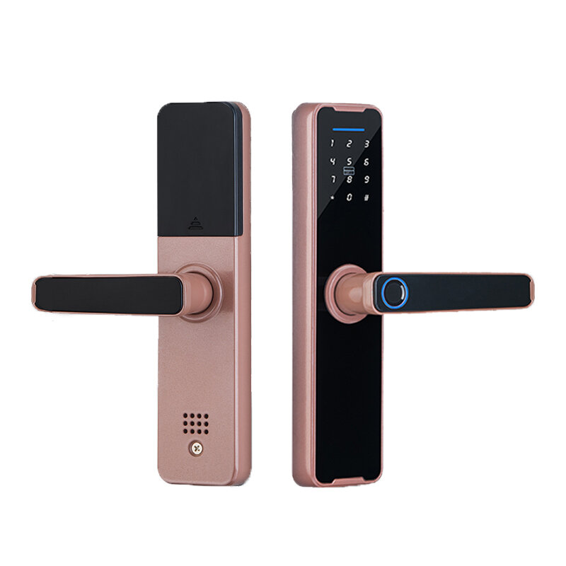 Tuya impressão digital fechadura da porta para controle de desbloqueio keyless remoto biométrico fechadura inteligente para porta de madeira