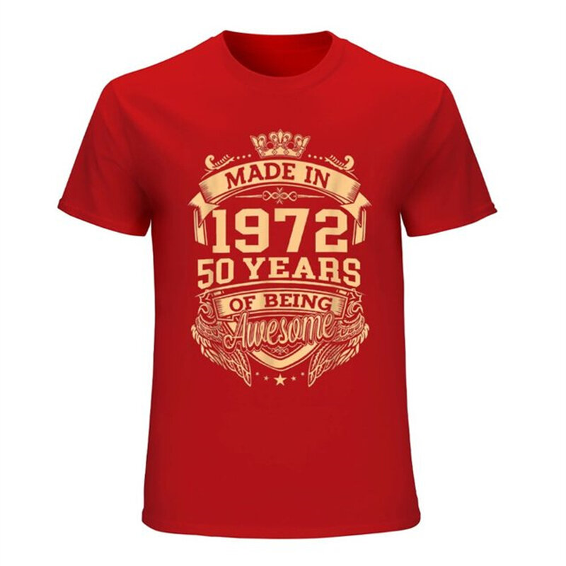 50歳の素晴らしい誕生日のTシャツ,男性,女性のための新しいストリートウェア,カジュアルな原宿トップス1972