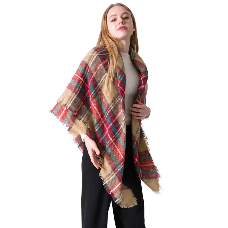 Новое поступление осень-зима имитация кашемира двусторонний красочный клетчатый квадратный шарф женские шали оптовая продажа