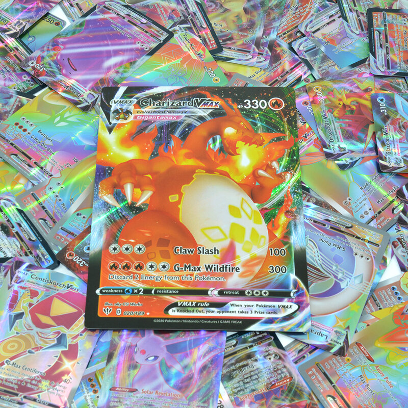 Pokemon Big Cards Oversized Larger Letters German French Vmax GX Vstar Pikachu Mewtwo Charizard Arceus Super Rare Rainbow Card