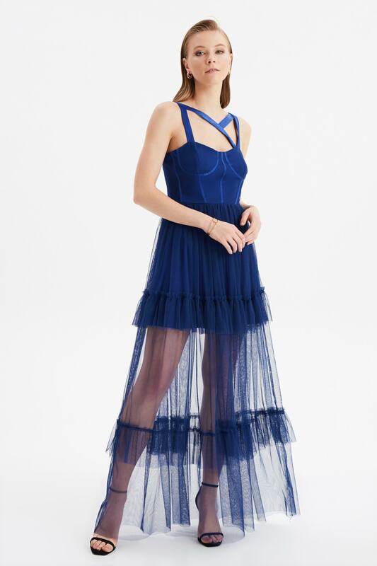 Trendyol – robe de soirée en Tulle à volants, tenue de bal