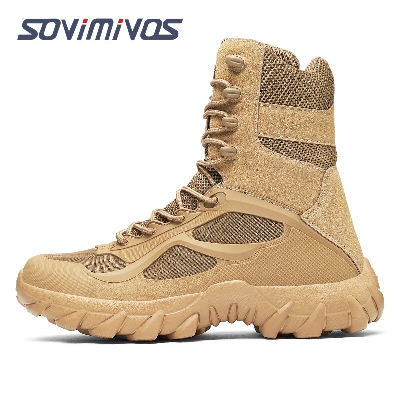 Winter Military Tactical Boots For Men Leather Outdoors Round Toe Sneakers Men Combat Desert High Ankle Boots Black Casual Shoes