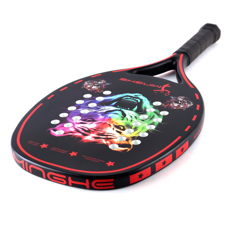 MINGHE carbon fiber beach tennis racket EVA core color matte carbon fiber beach racket can be matched with tennis