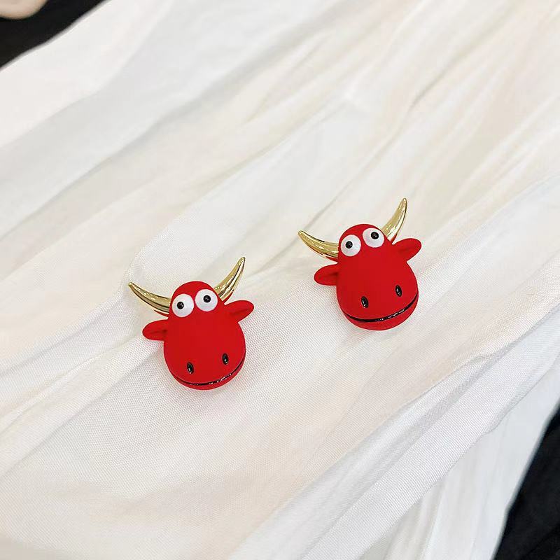 925 Silver Needle Cute Bull Stud Earrings Female Cartoon Zodiac Fashion Earrings korean fashion 2022