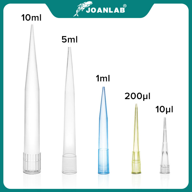 Puntas de pipeta de plástico PP de laboratorio 10ul 200ul 1000ul 5ml 10ml para puntas de pipeta de prueba microbiológica/punta de pipeta desechable.