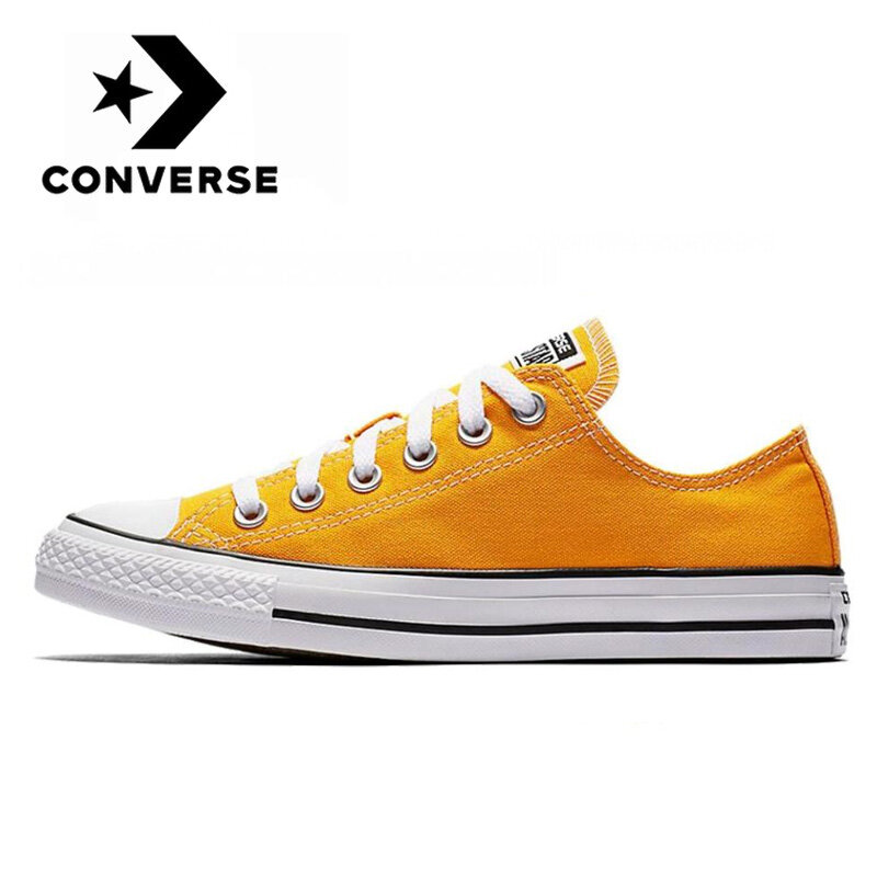 Converse Original Chuck เทย์เลอร์ All Star ตามฤดูกาลสี Low Top Men ผู้หญิง Unisex สเก็ตบอร์ดรองเท้ากีฬาผ้าใบสีเหลือง