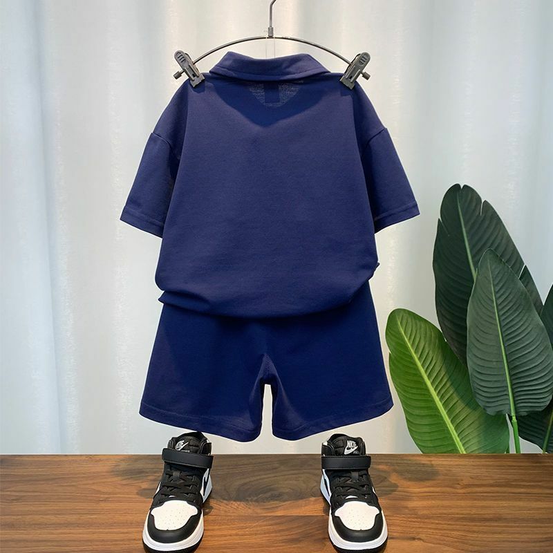 T-shirt à manches courtes et short en coton à col polo pour garçons, ensemble de sport pour enfants, ensemble 2 pièces pour bébé, nouveau et beau, 2-9 ans, 2023