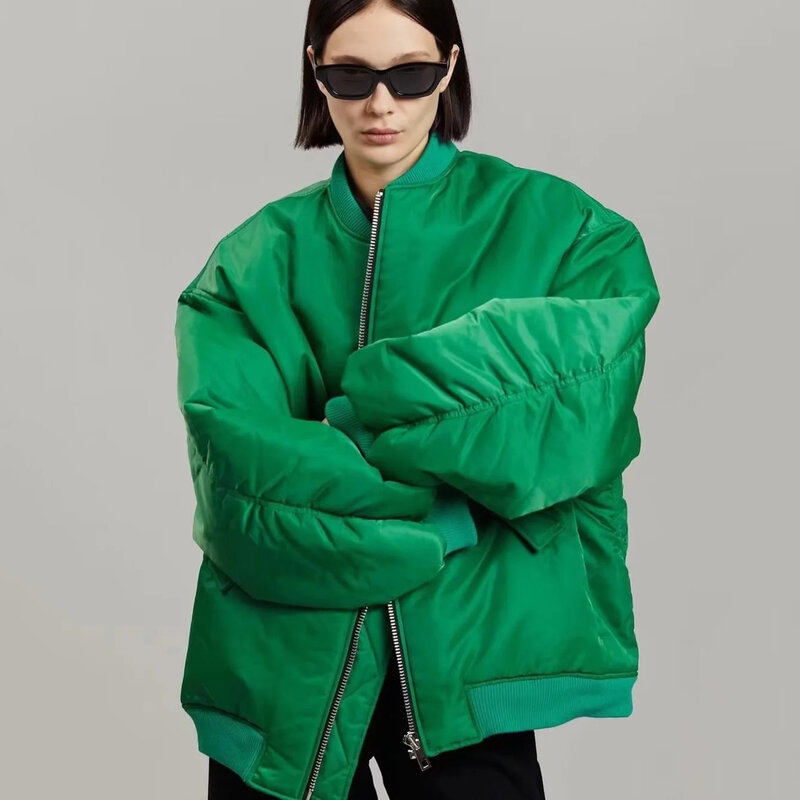 BM & ZA-chaqueta acolchada estilo Bomber para mujer, abrigo de manga larga con bolsillo, cremallera frontal, cuello redondo, estilo Retro, a la moda