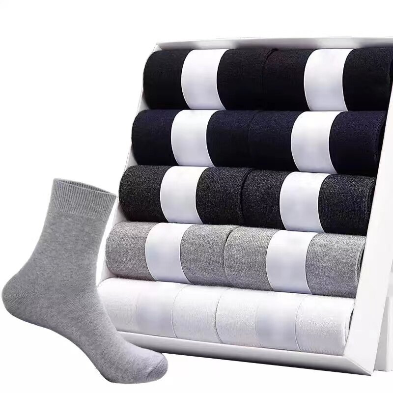 Chaussettes Tube blanc pour hommes, 10 pièces, pour sport, Business, noir, gris, cadeau de bain, bas prix de gros