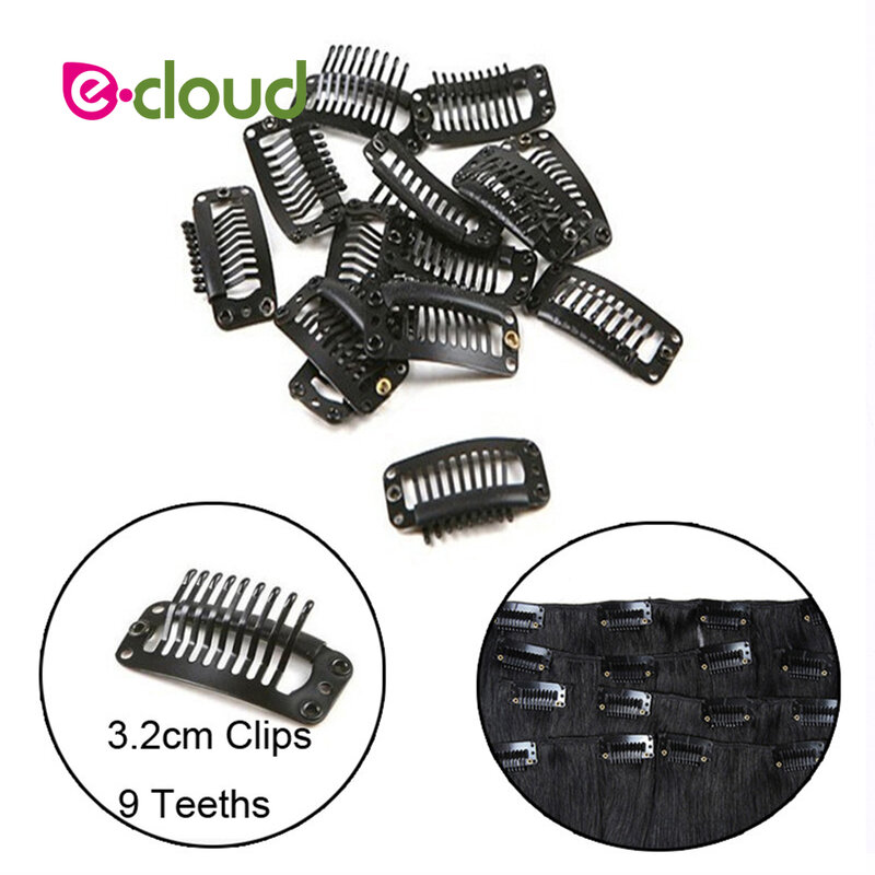 20Pcs/Lot Wig Clips 32mm Snap Clips for Hair Extensions Wire Shape Weave Toupee Wig 9 Teeth Wig Clips Hairstyle Accessory Tools