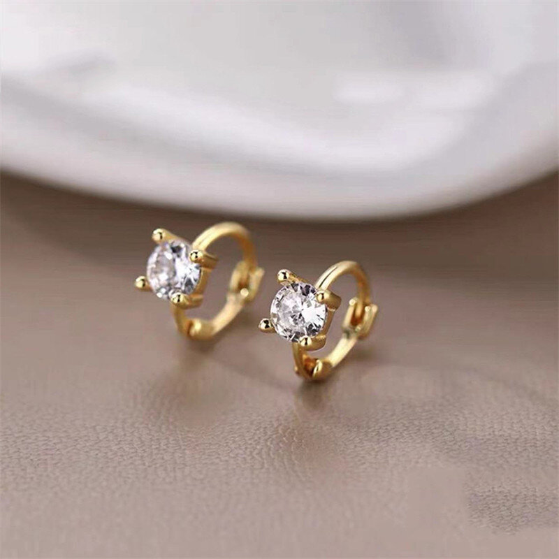 Hot Sale Trend Clear Zircon Hoop Earring For Women Girls Party Wedding Korean Style Design Jewelry eh395