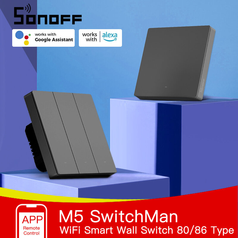 SONOFF M5 SwitchMan 스마트 벽 스위치 80/ 86 유형 1/2/3 갱 벽 푸시 버튼 스위치 프레임 스마트 홈을위한 스마트 장면 일정