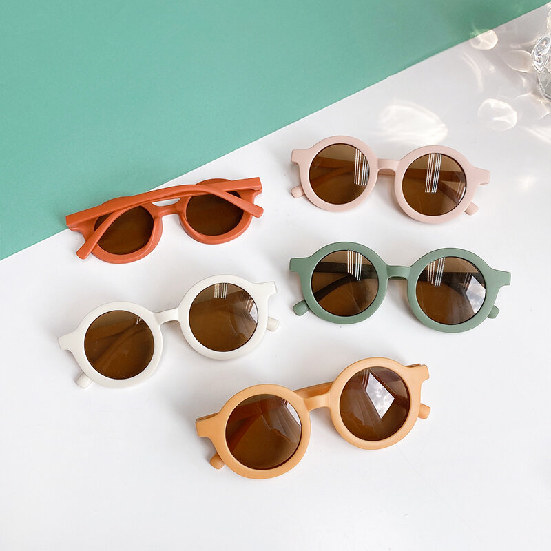 Gafas de sol redondas con forma de oso de dibujos animados para niño y niña, anteojos de sol clásicos con protección UV, a la moda, 2021