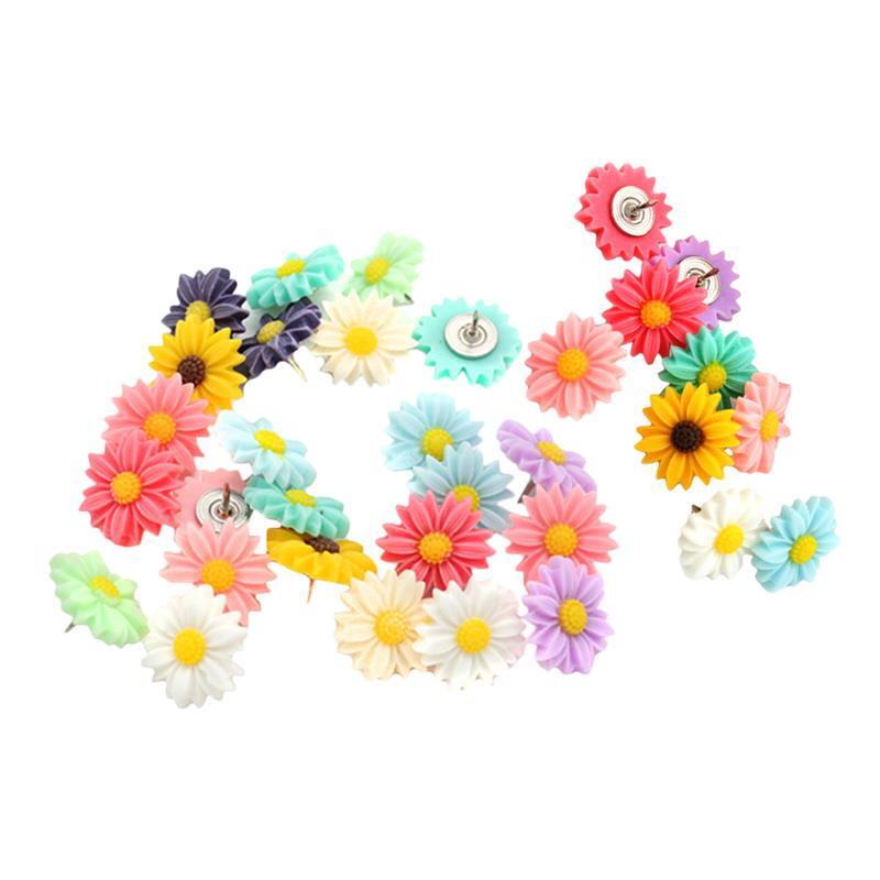 30Pcs Decorative Push Pin Household Flower Pushpins Multi-function Daisy Tacks Poster Accessory