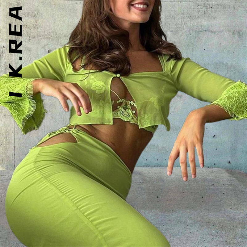 I K.Rea-Conjunto de dos piezas para mujer, traje básico y cálido de manga larga, ropa deportiva holgada, novedad