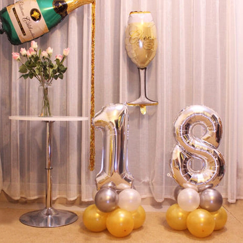 40นิ้วลูกโป่ง Rose Gold ตัวอักษรดิจิตอลฟอยล์บอลลูนอุปกรณ์เสริมเด็กผู้ใหญ่วันเกิดงานแต่งงานอุปก...