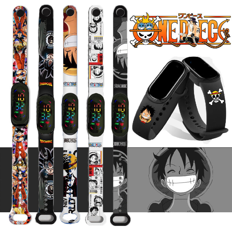 Luffy – montre électronique pour enfants, une pièce, étanche, avec personnage de dessin animé, dragon ball, LED tactile, cadeaux d'anniversaire