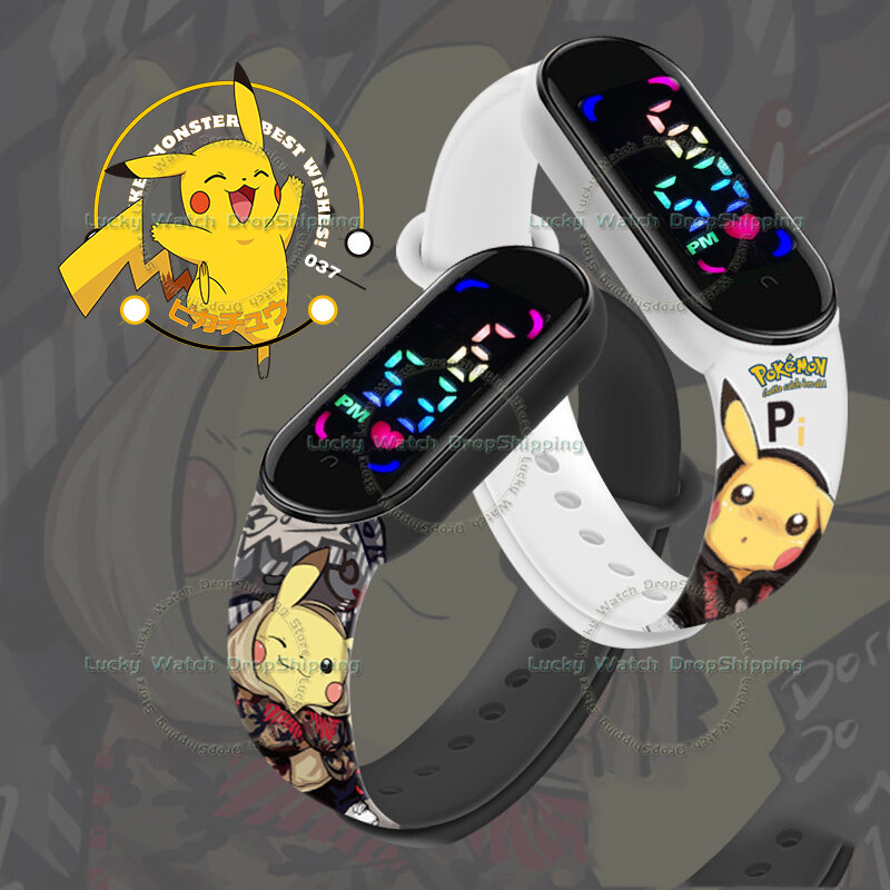 Pokemon Pikachu New Style Led Watch Amine Printing Waterproof Digital Watch Kids Backlight Time Watch Christmas Cartoon Gift