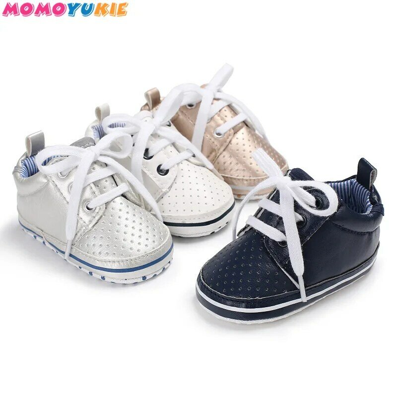 Newborn Baby Spring Autumn Shoes for Boys Girls Classic Heart-shaped PU Leather First Walkers Tennis Lace-Up