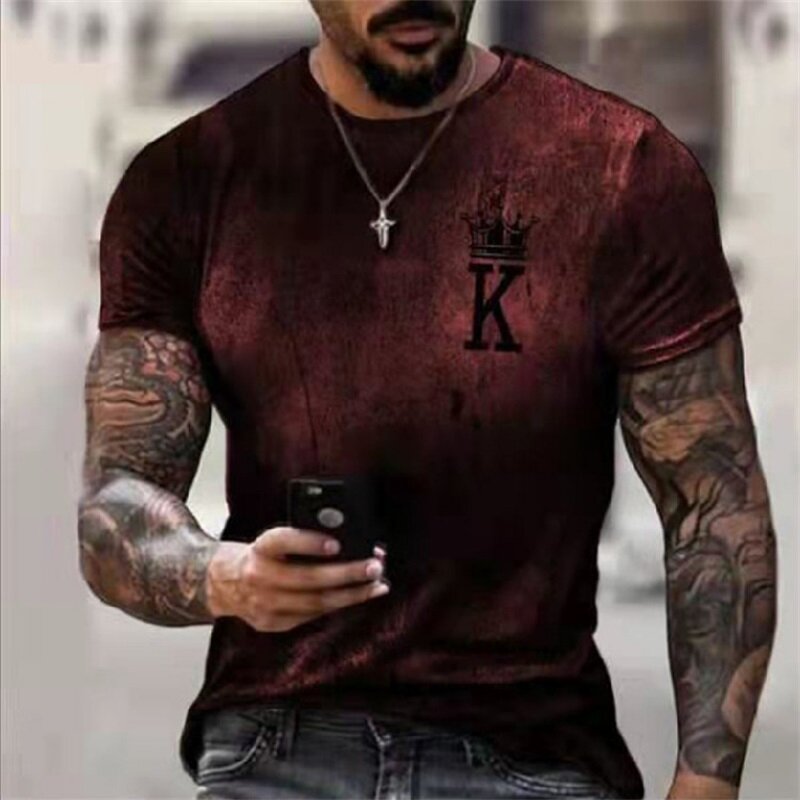 Pakaian Pria Musim Panas Kaus Olahraga Kasual Atasan Lengan Pendek Trendi Vintage Kaus Ukuran Besar Pria Remaja Jalanan 3D Kaus Cetak