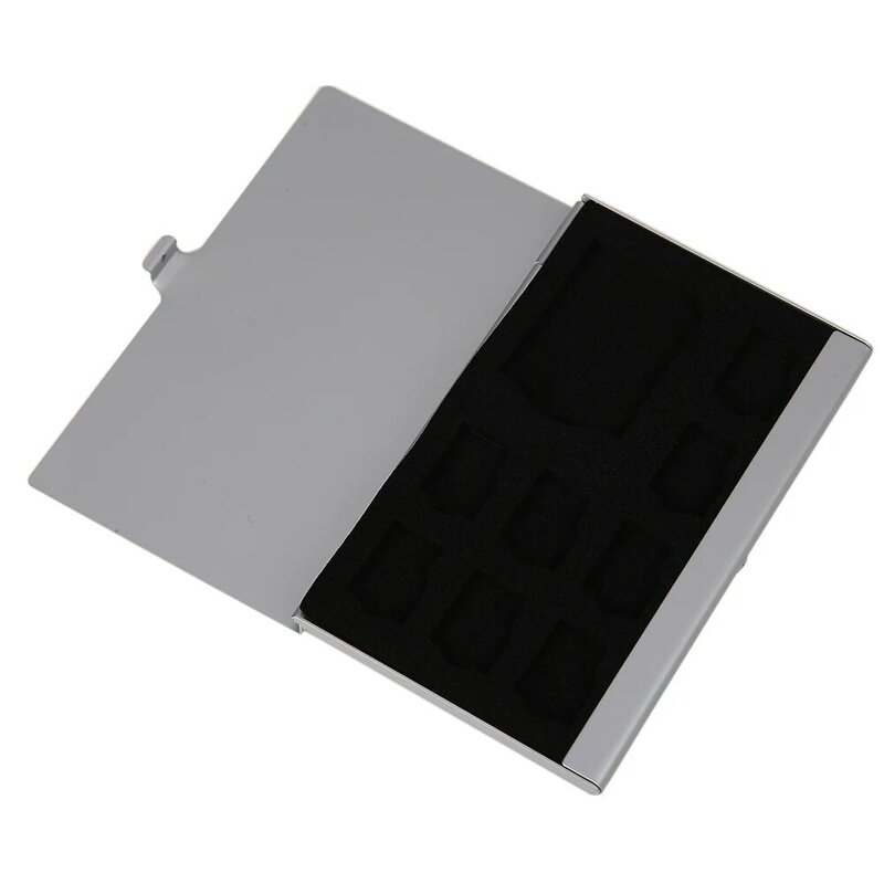 Kotak Casing Penyimpanan Kartu Memori Aluminium Monolayer 1SD + 8TF Kartu SD Mikro Pin Casing Penutup Penyimpan Organizer Pelindung