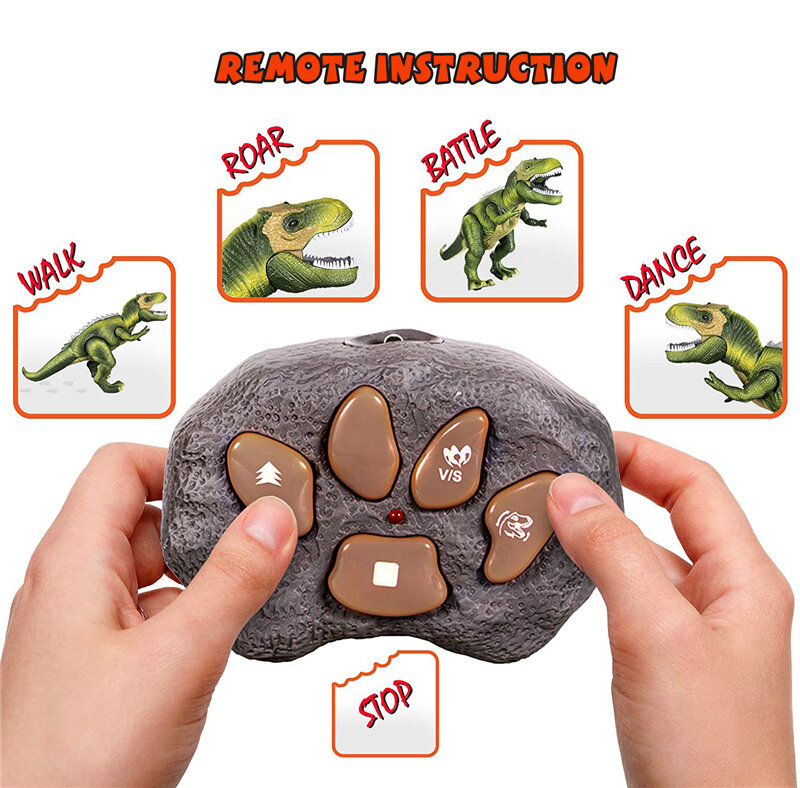 Electric RC Dinosaur Kids Pet Toys Tyrannosaurus Rex Remote Control Animal Model Eyes Shine Walk Sounds For Boy Children Gifts