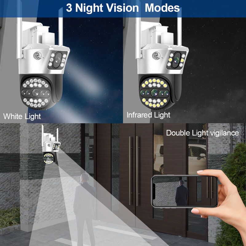 LLSee-Caméra CCTV extérieure sans fil PTZ, caméra de sécurité IP, vision nocturne infrarouge, détection AI, appel bidirectionnel, 8MP, 4K, 10X, WiFi