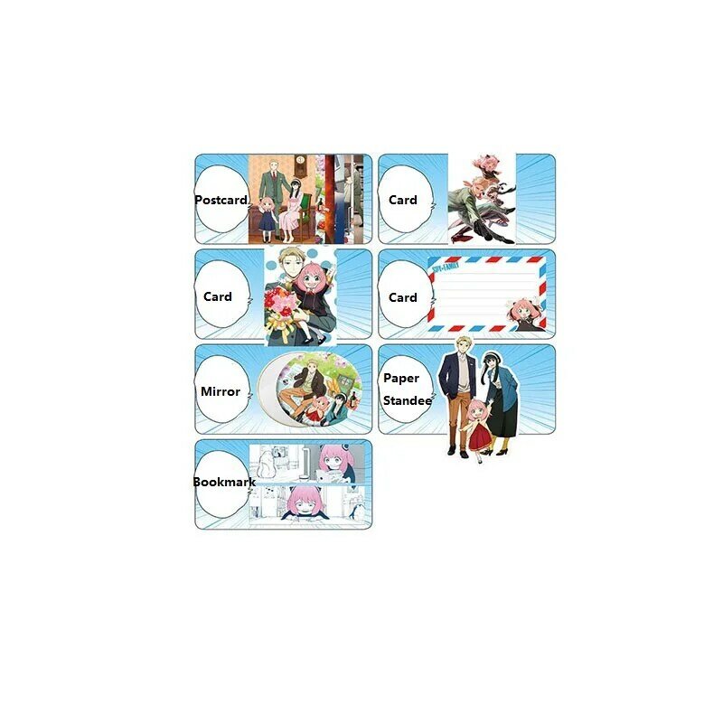 Anime spy × família yor falsificador surpresa caixa de presente yor falsificador anya figura cartão postal crachá marcador cosplay presente