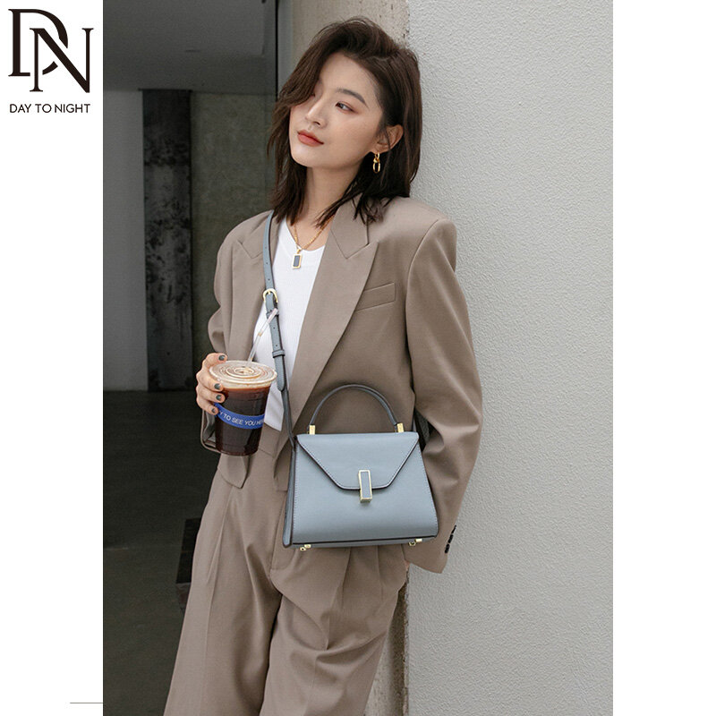 DN Genuine Leather Top Handle Handbags for Women's Brand Designer 2022 Ladies Luxury Shoulder Crossbody Bags Fashion Purse