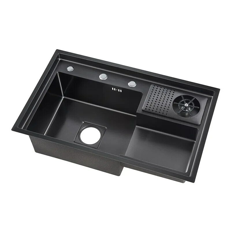 Black stainless steel cup washer sink kitchen multifunctional black diamond nano large single-slot step vegetable sink