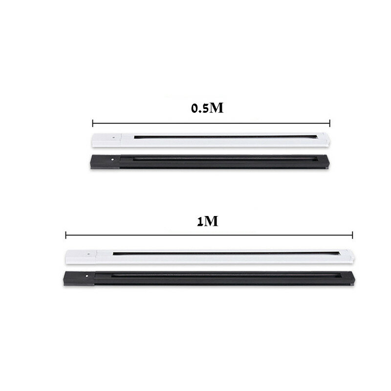 0.5M 1M LED Track Light Rail สีดำอลูมิเนียมสีขาว2สายติดตาม Universal Track I L T + Rail Joint สำหรับ Spotlight