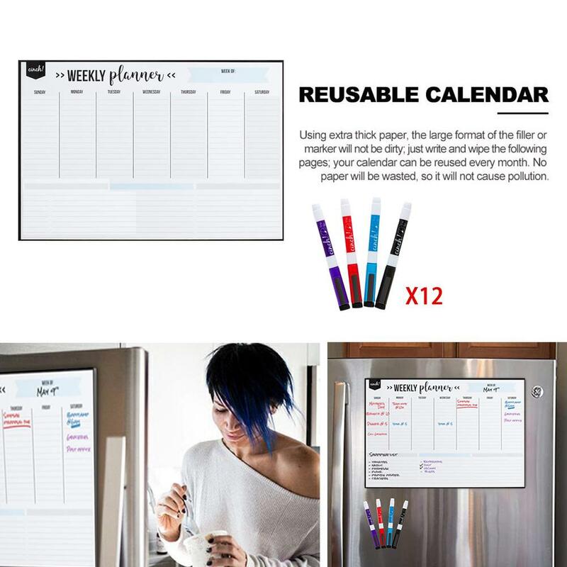 Akrylowy Planner łatwe wymazywanie tygodniowy kalendarz magnetyczny łatwe wymazywanie lodówka kalendarz deska 16.5 ''x 11.8'' codzienny tygodniowy miesięczny