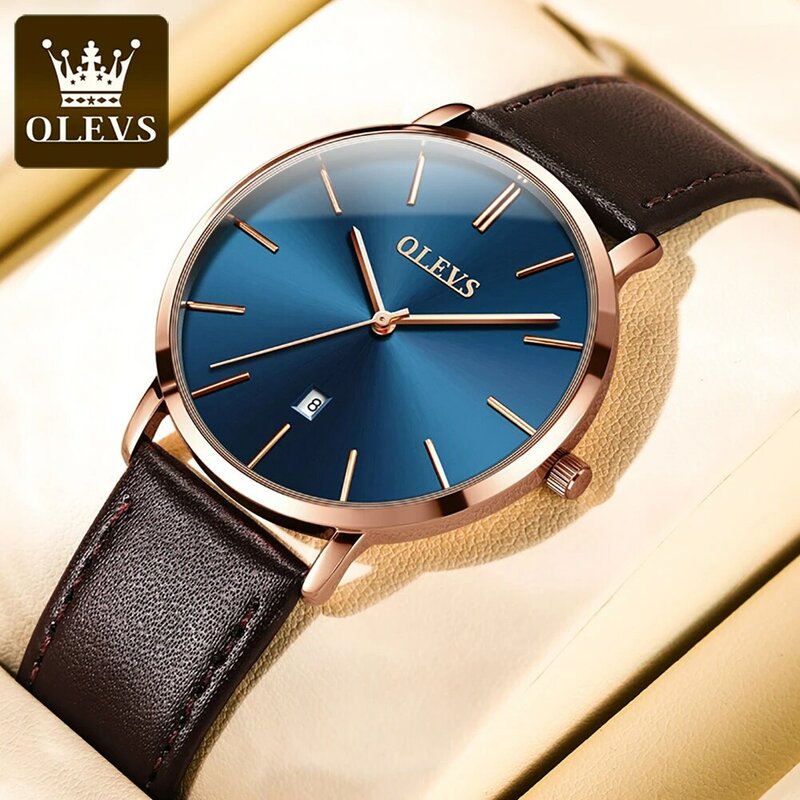 OLEVS Corium Strap Great Quality Men Wristwatch Fashion Waterproof Quartz Watches for Men Calendar