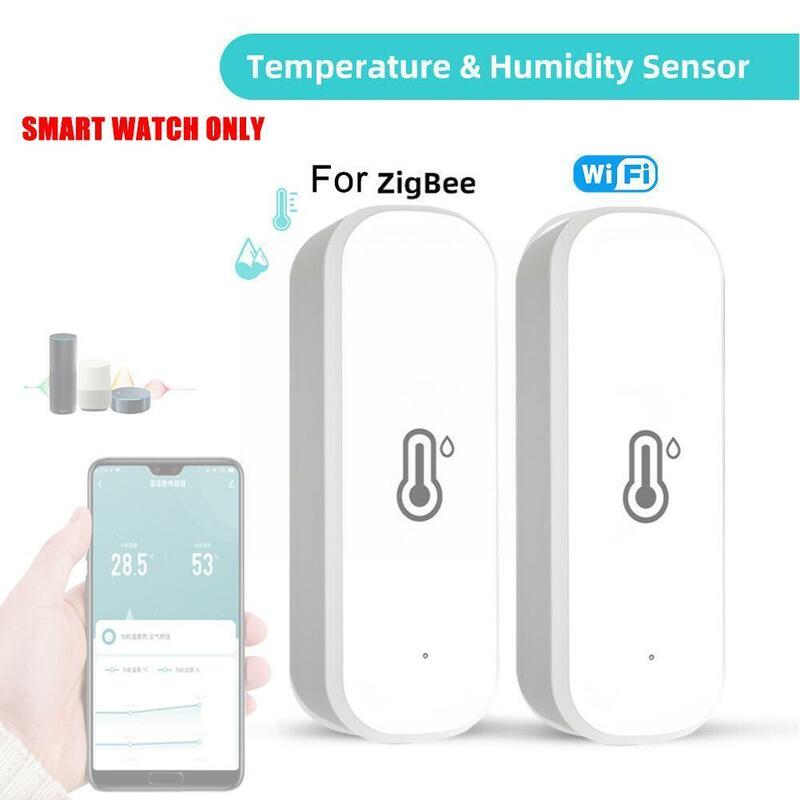 Tuya Zigbee/Wifi Sensor Kelembaban Suhu Rumah Terhubung dengan Termometer Kompatibel Alexa Life Assistant B5i0