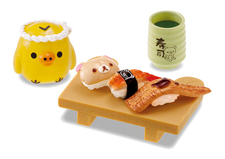 Japão re-ment rilakkumas sushi buffet modelo miniatura cápsula brinquedos gashapon decoração presentes
