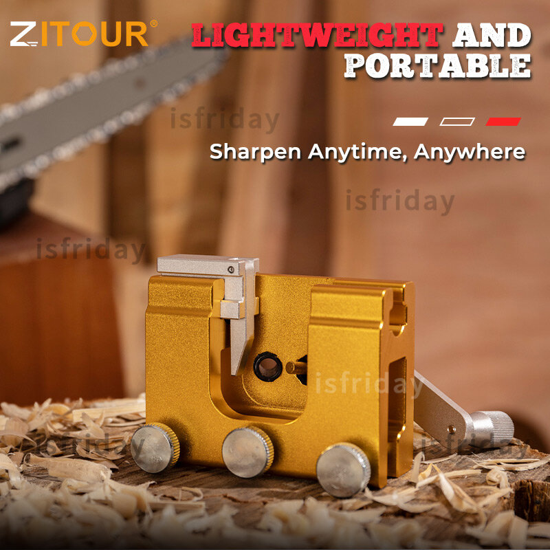 Zitour®Easy แบบพกพา Chainsaw Sharpener 3PCS เครื่องบดหินอลูมิเนียม Chainsaw Sharpening Jig Saw เจาะ Sharpen เครื่องมือ