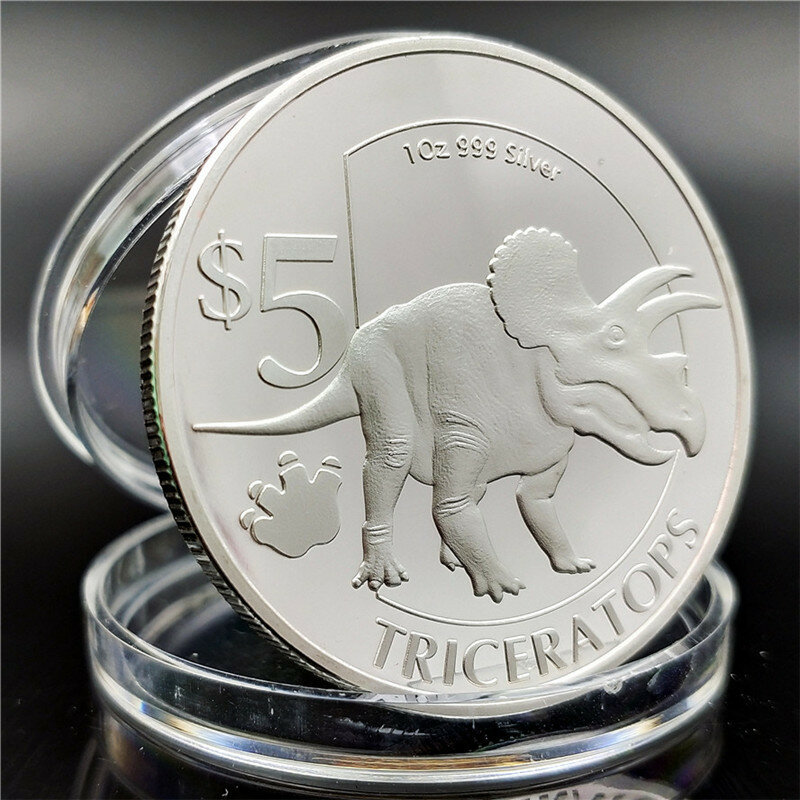 Uma variedade de ponto de prata e ouro tiranossauro rex dinossauro moedas comemorativas medalhão artesanato coleção de moedas animais