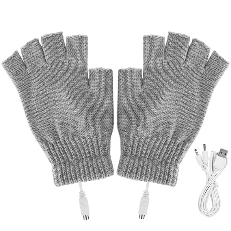 Frauen Männer Elektrische Heizung Handschuhe Winter Warm USB Beheizte Handschuhe Fingerlose 5V Rechargable Wasserdicht für Lauf Radfahren Skifahren