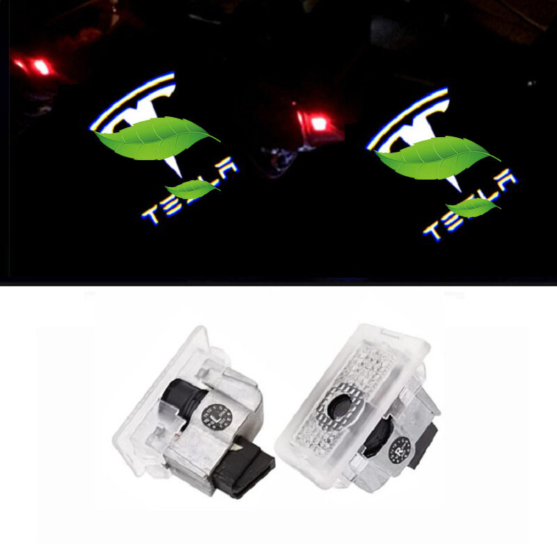 2 luces LED Modelo 3 Y S X para el suelo, proyector con logotipo para el coche, accesorios de luz para el paso de la puerta, paquete de 2 accesorios para el coche