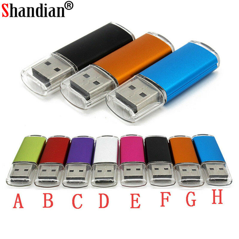SHANDIAN – clé USB 2.0 métallique à LOGO personnalisé, support à mémoire de 4GB 8GB 16GB 32GB 64GB 128GB, lecteur Flash haute vitesse, Promotion, 10 pièces