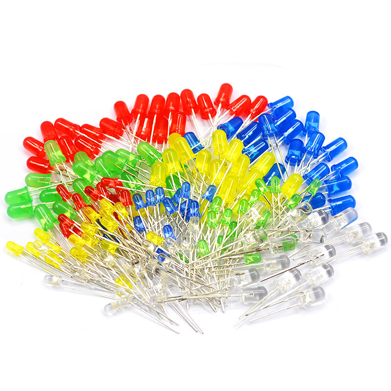 60PCS 3mm 5mmLED lamp beads light-emitting diode F3 F5 red green  yellow blue white straight plug bulb component package variety