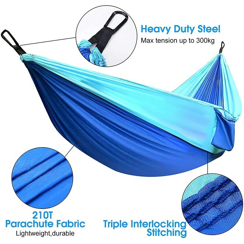 Ultraleve hammock 300kg capacidade de carga portátil e respirável náilon parachute pendurado redes para acampamento viagem e jardim