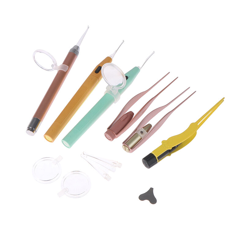 Juego de linterna LED para limpieza de orejas, Clip de pinzas, endoscopio, cuchara Penlight, cureta de oreja, 1 Juego
