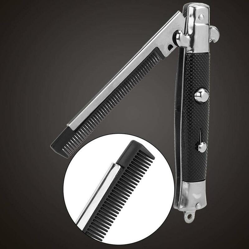 1Pcs Folding Spring Comb Handmade Folding Pocket Clip Hair Moustache Beard Combs for Men Hair Styling Tools